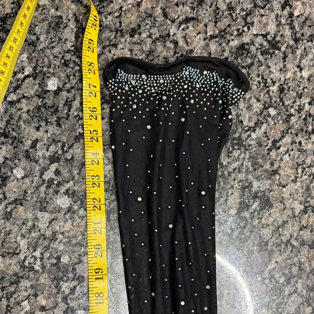 Mix No. 6 Black Over the Knee high heel boots embellished Rhinestones NWT 7.5